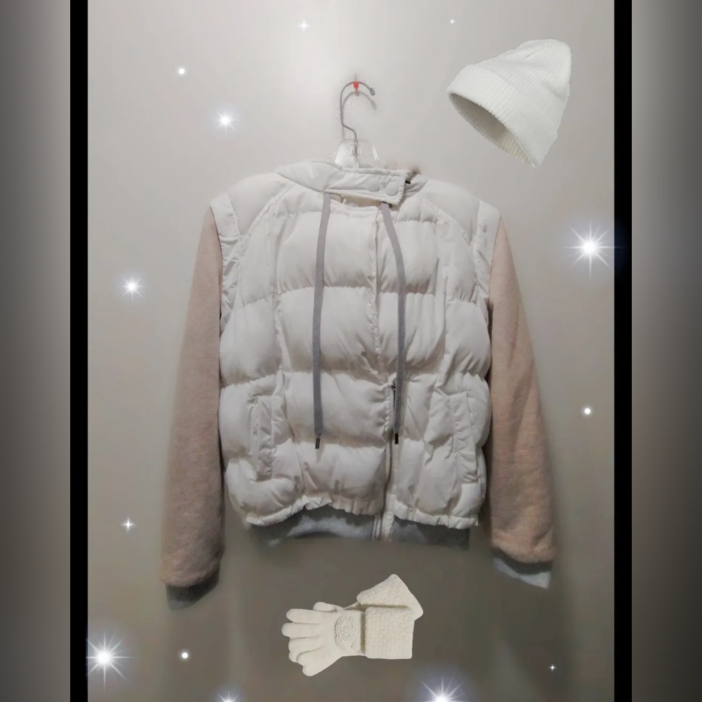 Hooded Half-Zip Puffer Jacket Size S/M